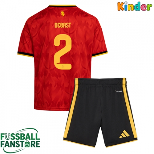 Belgien Zeno Debast #2 Replik Heimtrikot Kinder WM 2026 Kurzarm (+ Kurze Hosen)